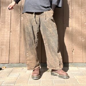 GAP Wide Leg Carpenter Barrel Jeans – Brown Wash Baggy Utility Denim - Large